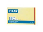 Milan Bloc De 100 Notas Adhesivas - Removibles - 76Mm X 127Mm - Color Amarillo Claro
