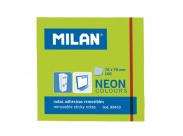 Milan Bloc De 100 Notas Adhesivas - Removibles - 76Mm X 76Mm - Color Verde Neon