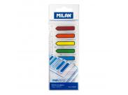 Milan Bloc De 120 Marcadores De Pagina - Plastico - Incluye Regla - Colores Transparentes Surtidos - Medidas 13Mm X 5,9Mm - Colores Surtidos