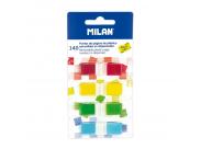 Milan Bloc De 140 Puntos De Pagina De Colores Transparentes - Plastico - Removibles - Medidas 45Mm X 12Mm - Colores Surtidos