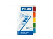 Milan Bloc De 100 Puntos De Pagina De Colores - Parte Transparente Adhesiva - Plastico - Removibles - Medidas 45Mm X 12Mm - Colores Surtidos