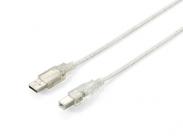 Equip Cable Usb-A Macho A Usb-B Macho 2.0 - Transparente - Chapado En Niquel - Longitud 1 M.