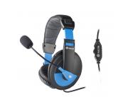 Ngs Msx9 Pro Auriculares Con Microfono - Microfono Flexible - Diadema Ajustable - Almohadillas Acolchadas - Control De Volumen - Cable De 2.20M - Color Negro/Azul