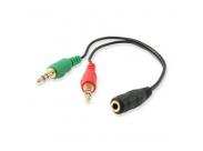 Equip Cable Audio Jack 3.5Mm Hembra A 2X Jack 3.5Mm Macho - Longitud 13Cm - Color Negro