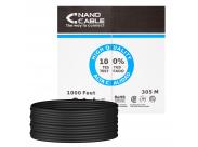 Nanocable Bobina De Cable De Red Rigido Impermeable Para Exterior Rj45 Cat.6 Utp Awg24 305M - Color Negro