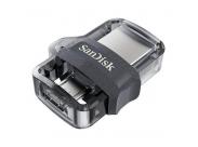 Sandisk Ultra Dual Drive M3.0 Memoria Usb 3.0 Y Micro Usb 128Gb - Hasta 150Mb/S De Lectura - Color Transparente/Negro (Pendrive)