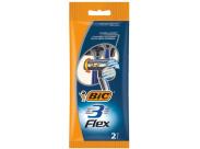 Bic Flex 3 Pack De 2 Maquinillas De Afeitar Desechables De 3 Hojas - Cabezal Pivotante - Tira Lubricante Con Aloe Vera