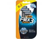 Bic Flex 3 Pack De 3+1 Maquinillas De Afeitar Desechables De 3 Hojas - Cabezal Pivotante - Tira Lubricante Con Aloe Vera