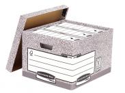 Fellowes Bankers Box Contenedor De Archivos Folio - Montaje Automatico Fastfold - Carton Reciclado Certificacion Fsc - Color Gris