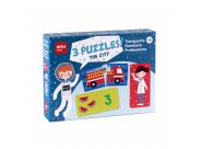 Apli Set De 3 Puzzles: Transporte, Profesiones Y Numeros - 24 Piezas Por Puzzle, 72 Piezas Total - Tamaño 7 X 7 Cm