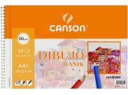 Canson Bloc De Dibujo Basik A4 Con Recuadro - Album De Espiral Microperforado - 23X32.5 Cm - 120 Hojas - 130G - Color Blanco