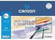 Canson Acuarela Basik Minipack De 6 Hojas A3 - 29.7X42Cm - 370G - Color Blanco
