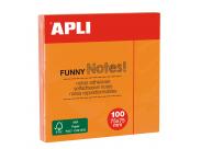 Apli Notas Adhesivas Funny 75X75Mm - Bloc De 100 Hojas - Adhesivo De Calidad - Color Naranja Fluorescente