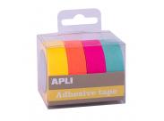 Apli Pack Cintas Adhesivas De Papel Washi - 4 U - Tonos Fluor - Decoracion Y Manualidades - Multicolor