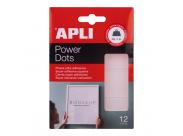 Apli Power Dots - 12 Unidades - Ultra Adhesivas De Doble Cara - Adhesivo Removible - Blanco