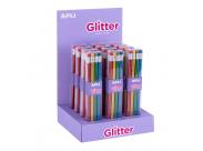 Apli Glitter Collection Lapices De Grafito Con Goma - 2Mm Hb - 12 Packs De 8 Lapices - 8 Colores Purpurina - Expositor 160X270X190Mm