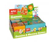 Apli Juegos De Memoria Y Domino - 2 Juegos De Memory (Disfraces Y Animales) - 2 Juegos De Domino (Numeros Y Transportes) - Piezas Resistentes Y Seguras - Desarrolla Habilidades Y Capacidades