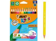 Bic Kids Evolution Triangle Pack De 12 Lapices De Colores Triangulares - Punta Ultraresistente - Sin Madera