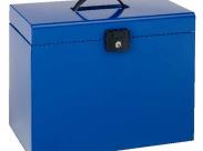 Esselte Home-Box A4 Maletin Metalico - Con 5 Carpetas - Azul - Con Asa Y Cerradura Con Llave