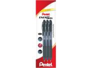 Pentel Energel X Pack De 3 Boligrafos De Bola Retractiles Tinta Gel - Punta 0.7Mm - Trazo 0.35Mm - Recargable - Grip De Agarre - 50% De Materiales Reciclados - Color Negro