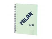 Milan Serie 1918 Cuaderno Espiral Formato A4 Cuadricula 5X5Mm - 80 Hojas De 95 Gr/M2 - Microperforado, 4 Taladros - Color Verde