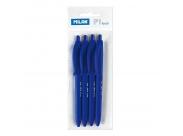 Milan P1 Touch Pack De 4 Boligrafos De Bola Retractiles - Punta Redonda 1Mm - Tinta Con Base De Aceite - Escritura Suave - 1.200M De Escritura - Color Azul