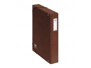 Dohe Caja Para Proyectos Lomo 5Cm - Carton Forrado Con Papel Impreso Y Plastificado - Cierre Con Gomas - Color Cuero