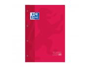 Oxford School Classic Cuaderno De Recambio - Tamaño A4 - Tapa Blanda - Encolado - 80 Hojas - Cuadricula 5X5 - Color Rojo