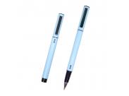 Dohe Boligrafos Elegantes De Metal Ligero - Cuerpo Ovalado Azul Ergonomico - Capucha Con Clip - Fabricados En Aluminio - Tinta Azul